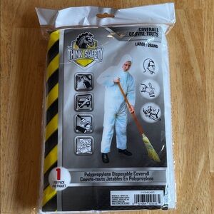 White Polypropylene Disposable Coverall - Large (Snug Fit For Adult 5 feet 6 inc